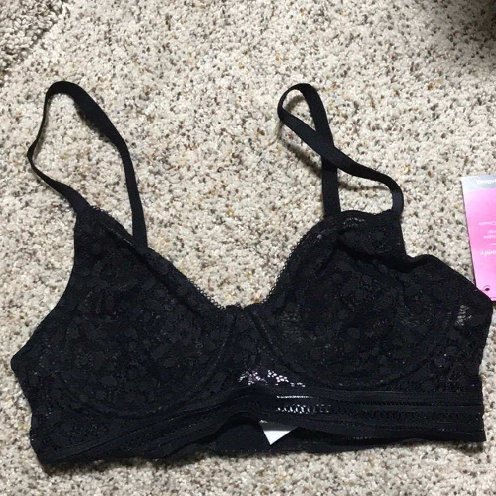 New black lace longline underwire bra